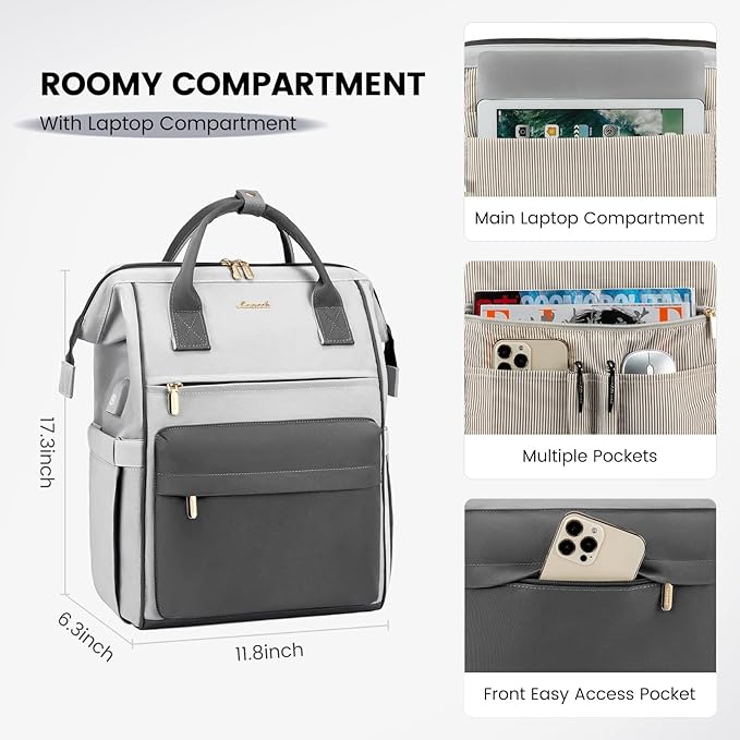 LOVEVOOK Laptop Backpack for Women,15.6 Inch Work Teacher Nurse Bag,Business Computer Backpack Purse with USB Port,Stylish Casual Daypack for Travel