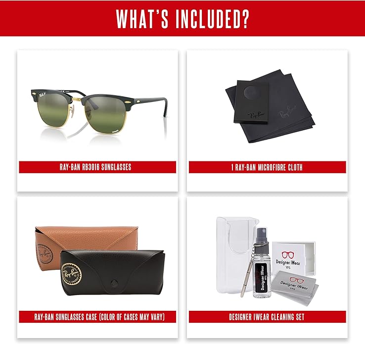 Ray-Ban RB3016 CLUBMASTER Sunglasses For Men For Women +BUNDLE with ACCESSORY EYEWEAR KIT