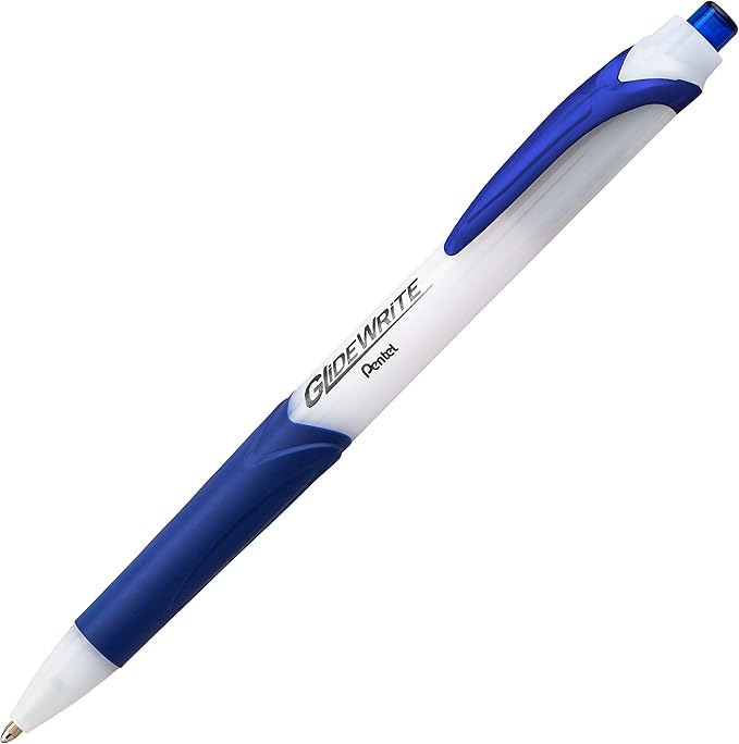 Pentel GlideWrite Ballpoint Pen with TechniFlo Ink, (1.0mm) Medium Line, Blue Ink, Pack of 6 (BX910BP6C)