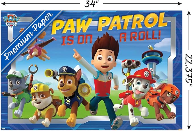 Nickelodeon Paw Patrol - Crew Wall Poster, 34L" x 22.4W", Premium Poster & Mount Bundle