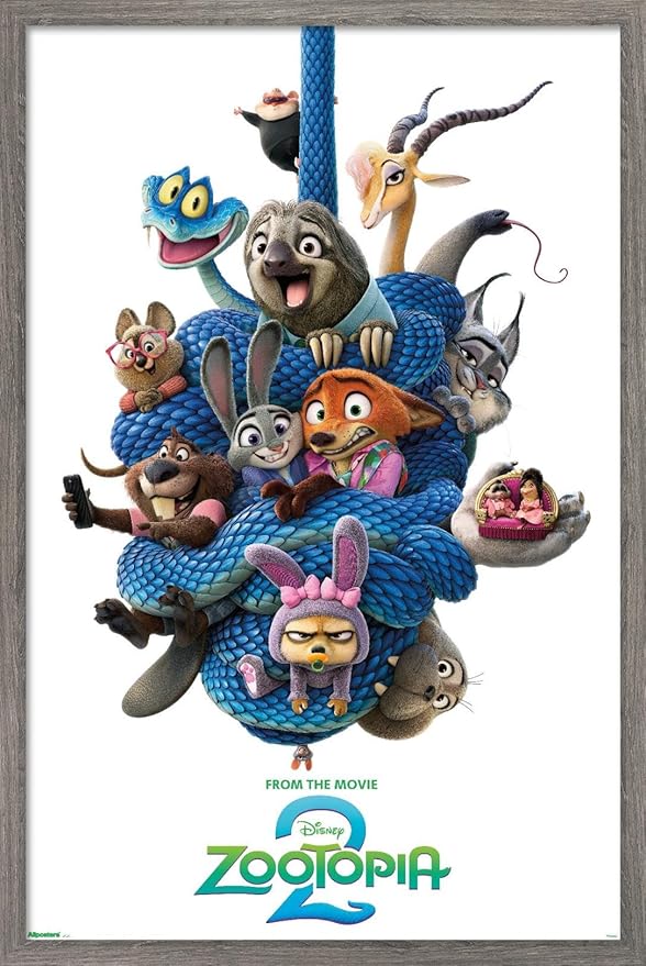 Disney Zootopia 2 (2025) - Group One Sheet Wall Poster, 34L" x 22.4W", Barnwood Framed Version