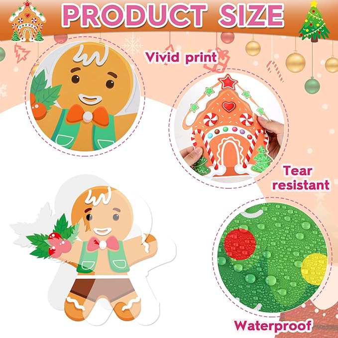 Christmas Bulletin Board Set Christmas DIY Photo Crafts Cutouts Classroom Decoration Winter Gingerbread Man Cutouts Xmas Gingerbread Bulletin Board for Winter Holiday Wall Decor Home School Supplies