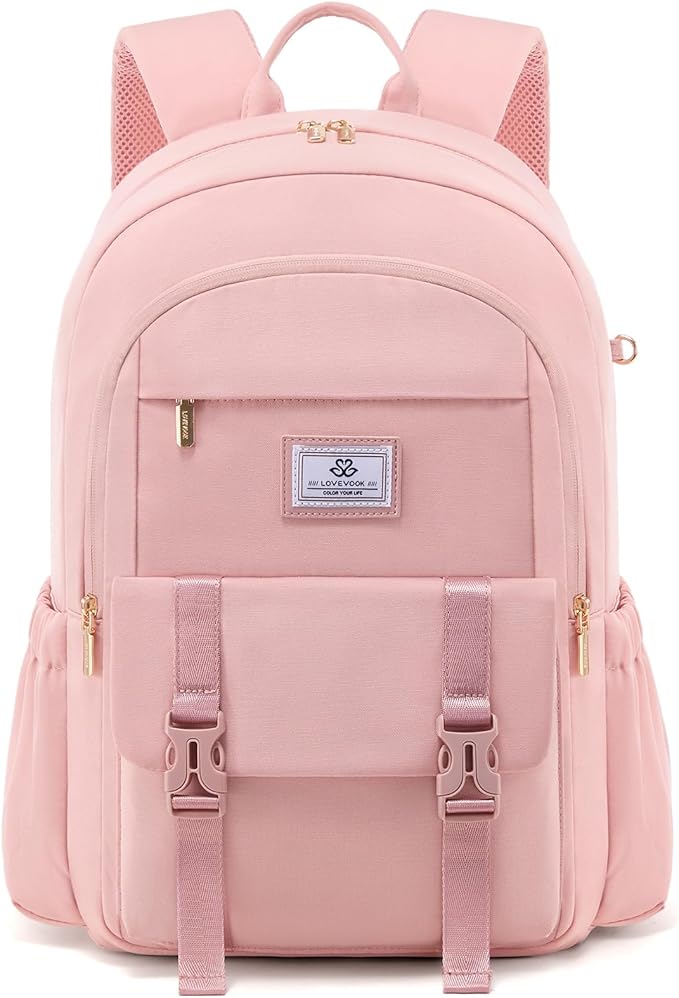 LOVEVOOK School Backpack for Girls Boys,Bookbag for Teen with Pouch Pocket for Large Capacity Cup, Waterproof School Bookbag, Preppy Backpack Travel Daypack with 15.6 inch Laptop Compartment