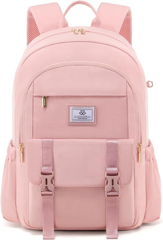 LOVEVOOK School Backpack for Girls Boys,Bookbag for Teen with Pouch Pocket for Large Capacity Cup, Waterproof School Bookbag, Preppy Backpack Travel Daypack with 15.6 inch Laptop Compartment