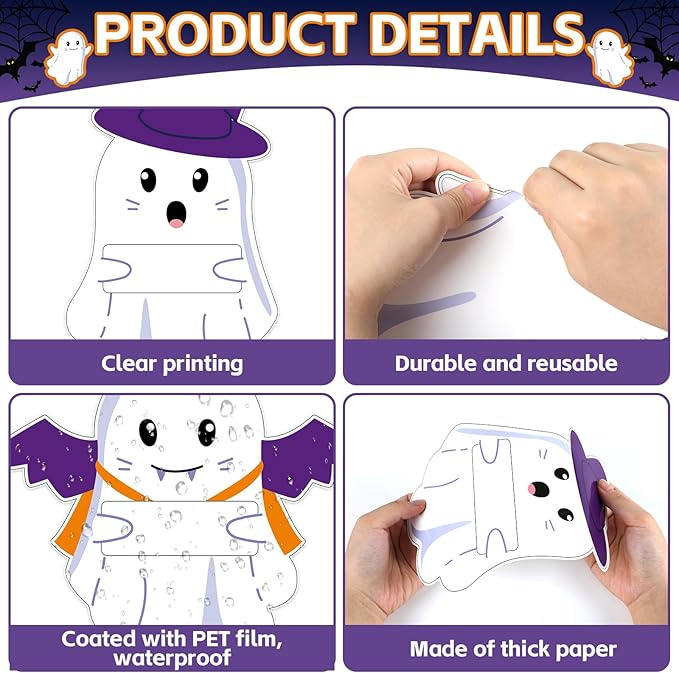 gisgfim Halloween Bulletin Board Decoration Set Halloween Cute Ghost Name Tag Paper Cutouts Ghost Classroom Bulletin Board Decor for Holiday School Home Wall(We are So Smart It is Spooky)