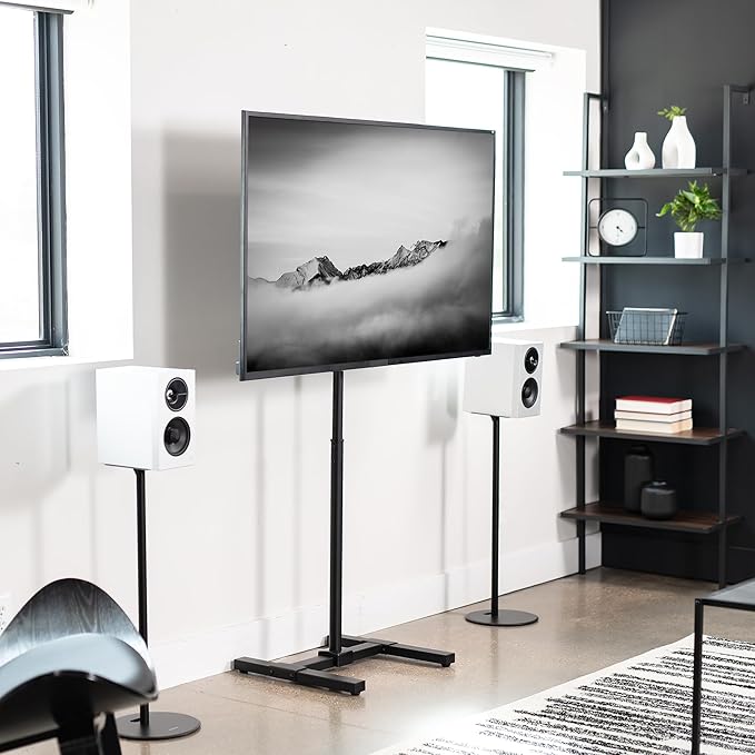 VIVO TV Floor Stand for 13 to 50 inch Flat Panel LED LCD Plasma Screens, Portable Display Height Adjustable Mount STAND-TV07…