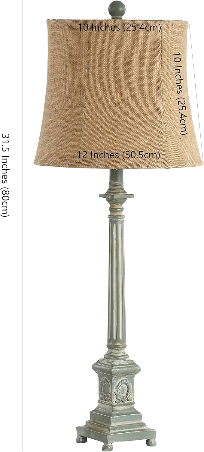 SAFAVIEH Lighting Collection Collin Traditional Rustic Farmhouse Antique Blue/ Brown Shade 32-inch Bedroom Living Room Home Office Desk Nightstand Table Lamp (LED Bulb Included)