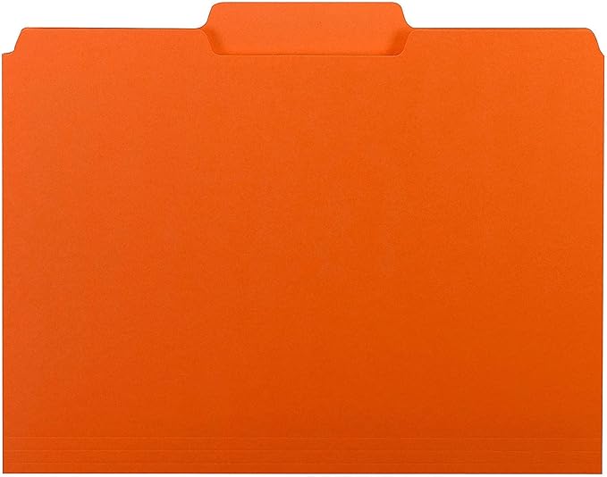 Smead Interior File Folder, 1/3-Cut Tab, Letter Size, Orange, 100 per Box, Expandable File Folders for Filing Cabinet