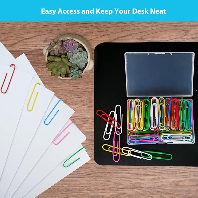 Paper Clips, 100Pcs 2 Inch Large Paperclips, Assorted Colored Coated Jumbo Reusable Big Paperclips, Large Colored Paper Clips for Office School Document Organizing
