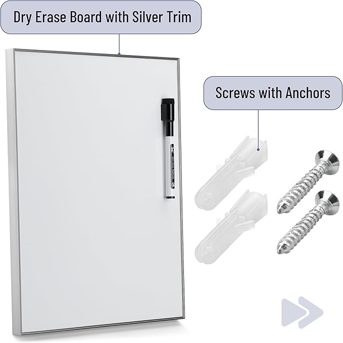 Mr. Pen- Small Dry Erase Board, 11x14 Inches, Whiteboard with Black Dry Erase Marker, Aluminum Frame, Magnetic Small White Board for Students, Home, Office and Classroom