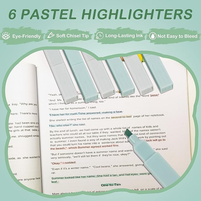 ChezAbbey 47Pcs Aesthetic School Supplies with Pencil Pouch - Cute College Essentials Set, Big Capacity Pen Case, Pastel Highlighters, Bible Study Journaling Stationary Kit (Green)