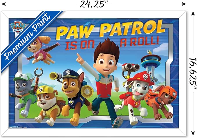 Nickelodeon Paw Patrol - Crew Wall Poster, 22.4L" x 14.7W", White Framed Version