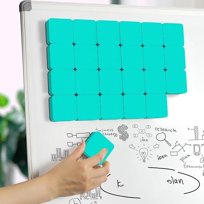MaxGear Dry Erase Erasers, 48 Pack Magnetic Whiteboard Erasers for Classroom, Mini Whiteboard Cleaning Pads Bulk, Chalkboard Wiper Teacher Supplies for School, Office, Home, Green, 2 x 2 x 0.6 Inch