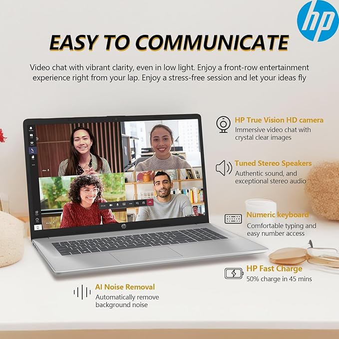 HP 17.3" Touchscreen Laptop PC Computer, 17 Inch HD+ Touch Screen Business Laptop Notebook, Windows 11 Pro, AMD Ryzen 5 (6-Cores), 16GB RAM 512GB SSD, 10-Key Number Pad, Copilot Key