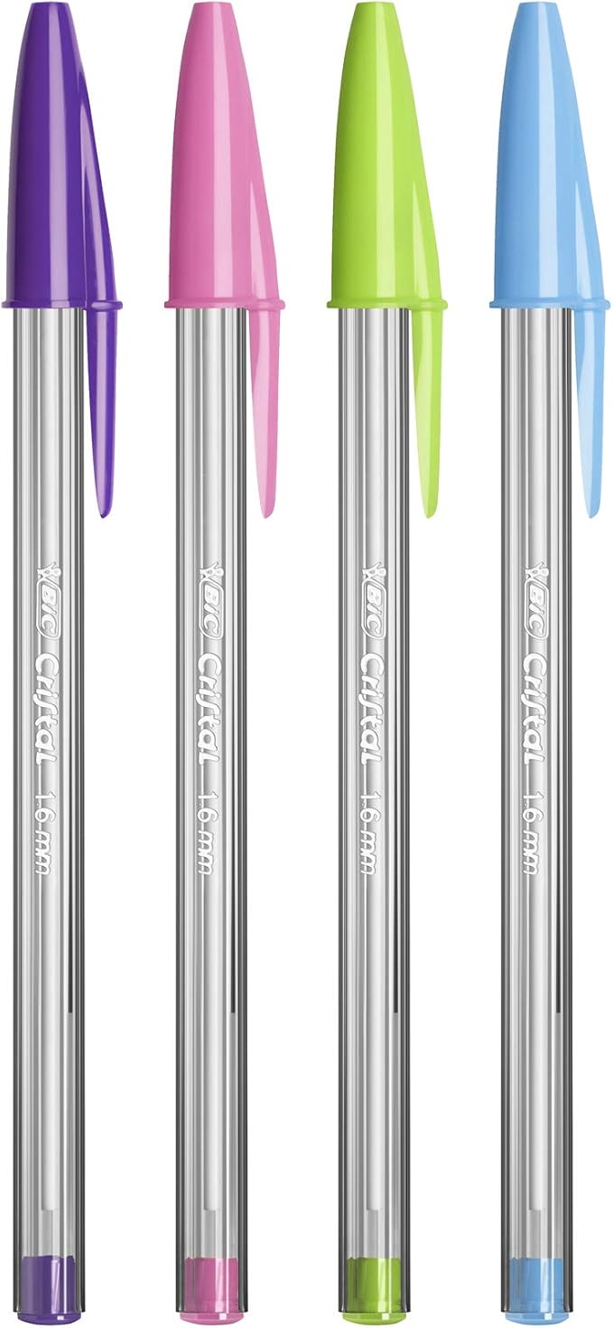 BIC Cristal Fun, Ballpoint Pens, Smudge-Proof Writing Pens and Wide Point (1.6 mm), Ideal for School, Purple Ink, Pack of 20