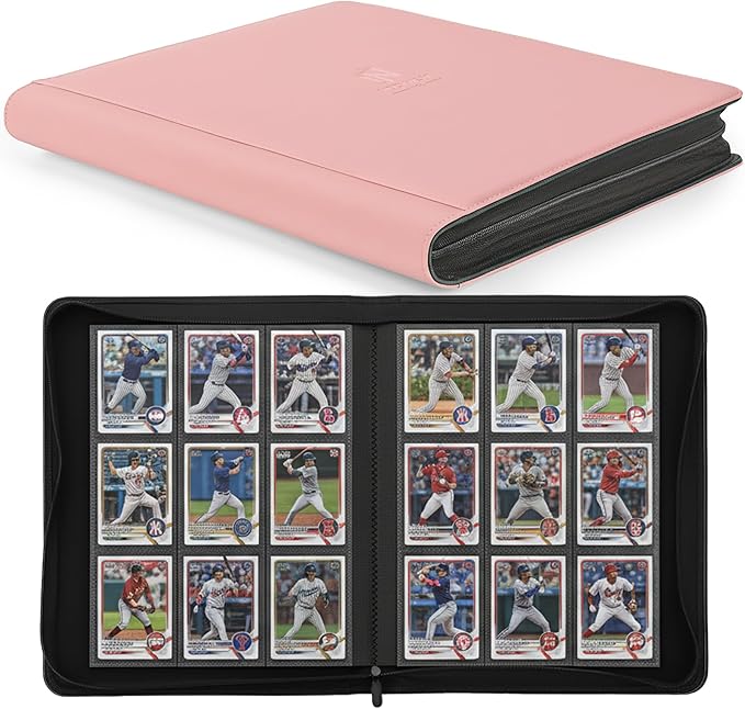 Trading Card Binder, Premium 9 Pocket 540 Double Sided Pocket Collection Binder, Card Album for TCG Card Holder for Game Card, Sports Card, Yugioh, MTG etc(Pink)