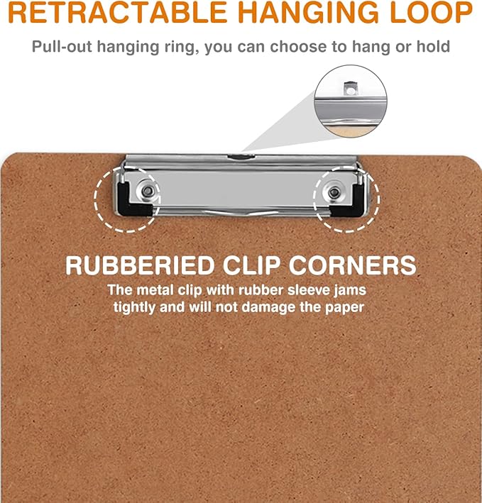 Clipboards, HERKKA 25 Pack Hardboard Office Clipboards Low Profile Clip Standard A4 Letter Size, ECO Friendly