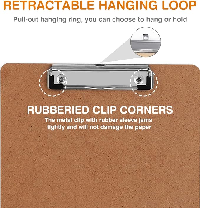 Clipboards, HERKKA 32 Pack Hardboard Office Clipboards Low Profile Clip Standard A4 Letter Size, ECO Friendly