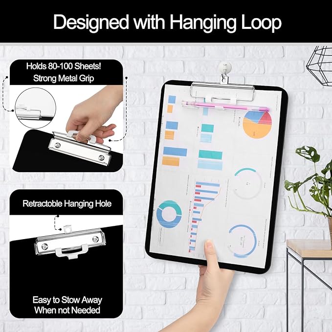 1 PCS A4 Clipboards,Plastic Clipboard with Pen Holder,Clip Boards 8.5x11 with Low Profile Clip,Cute Hanging Clipboard for School Office Supplies Clipboards for Kids,Portable Clip Board for Nurse