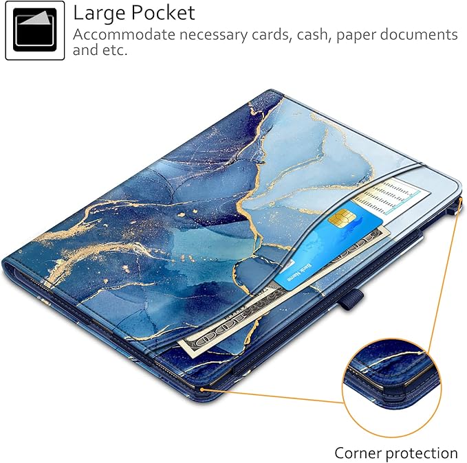 Fintie Multi-Angle Case, 2017/2015 iPad Pro 12.9 inch (Old Model) 1st & 2nd Gen Case - [Corner Protection] Folio Stand Cover with Pencil Holder & Pocket, Auto Wake/Sleep, Ocean Marble