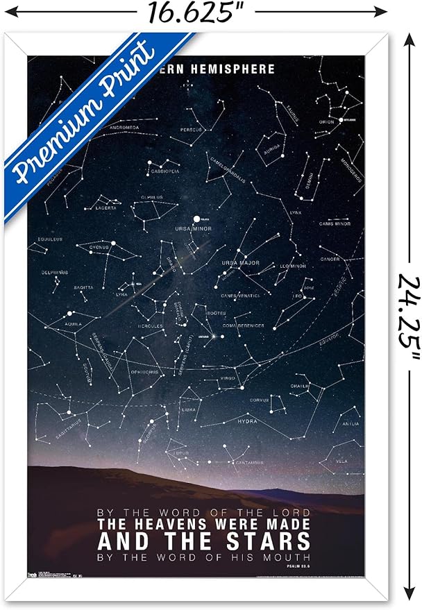The Stars Wall Poster, 22.4L" x 14.7W", White Framed Version