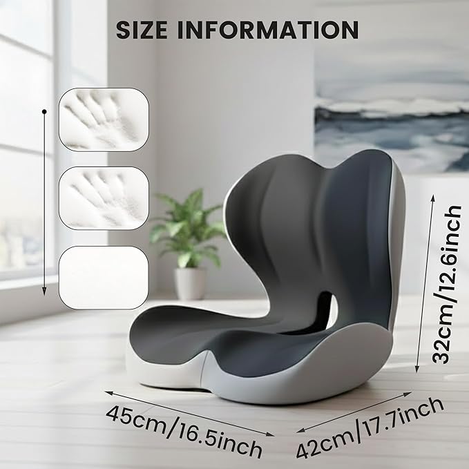Truck Seat Cushion Ergonomic Memory Foam with Lumbar Support – Orthopedic Car Seat Cushion for Truck Drivers, Back Pain Relief, Non-Slip Cushion for Long Driving, Car & Office Chair
