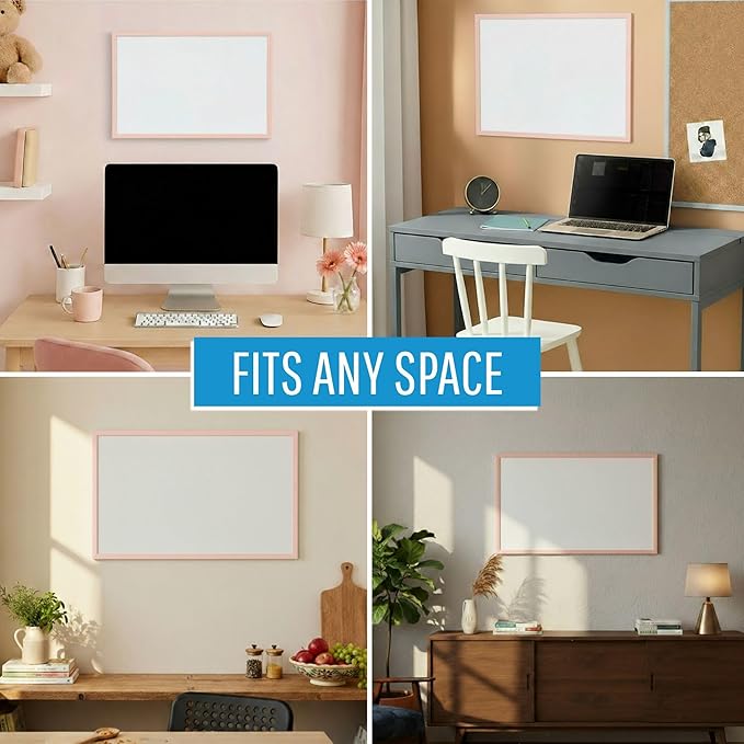 MasterVision Pastel Magnetic Dry Erase White Board, 24" x 18", Salmon Pink Frame, Decorative Whiteboard for Kitchen, Dorm, or Classroom, Wall Décor for Home Office