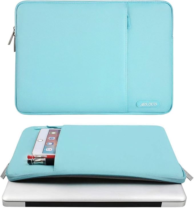 MOSISO Laptop Case 13.3 inch, 13-13.3 inch Laptop Sleeve Compatible with MacBook Air/Pro 13/Pro 14 M5 M4 M3 M2 M1, HP Dell ASUS Lenovo,Polyester Vertical Computer Sleeve Bag with Pocket, Turquoise