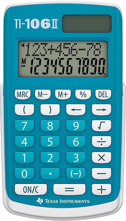 Texas TI-106 II Scientific School Calculator with 2 Line Display and 4 Basic Calculators - Blue
