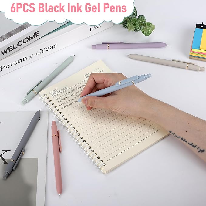 42PCS Aesthetic School Supplies with Large Pencil Case, 12 Pastel Highlighters,6 Black Ink Gel Pens,6 Cute Mechanical Pencils Set 0.5 & 0.7 mm for Students Stationary College Essentials(Pink)
