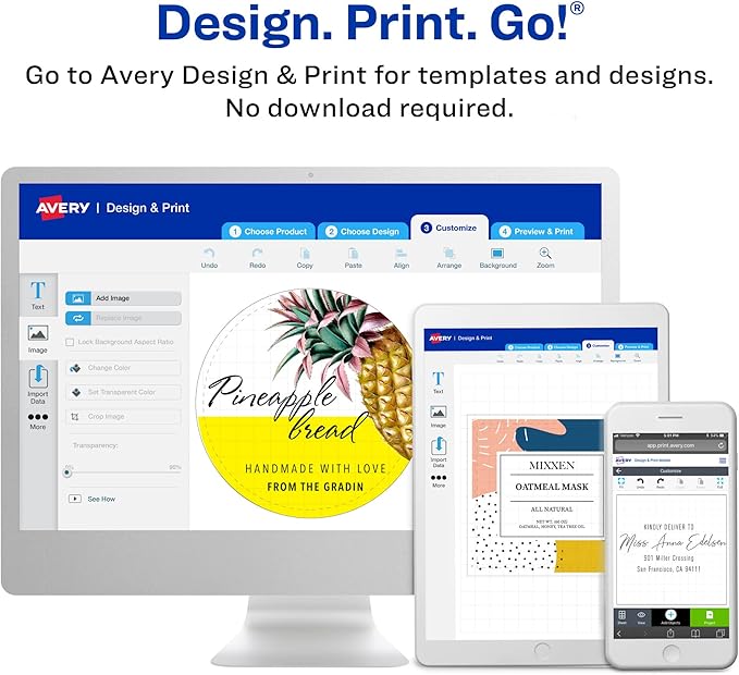 Avery Glossy White Rectangle Labels, Sure Feed Technology, 4.75" x 3.75", 200 Glossy White Labels, Print-to-The-Edge, Permanent Adhesive, Laser/Inkjet Printable