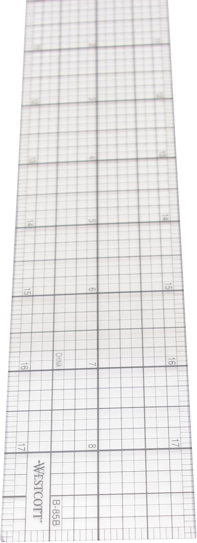 Westcott Transparent Beveled Graph Ruler with Zero-Centering Scale, Back-to-School, School Supplies, Classroom Supplies, 2 X 18-Inch