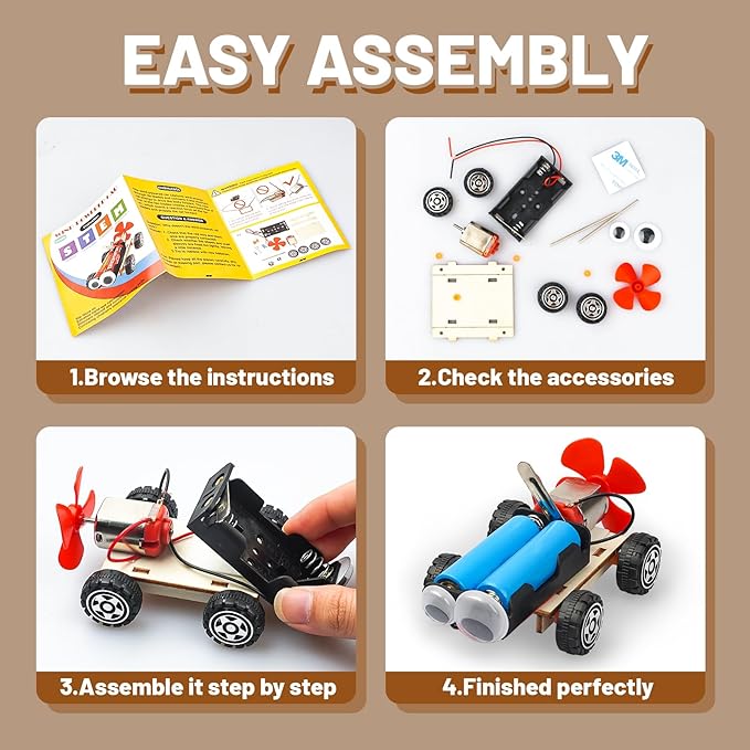 STEM Science Kits for Kids Age 8-12, 6 Set Wind-Powered Cars Science Experiments 8-10 9-12, Wood Building Crafts Kit for Boys Girls, School Classroom STEM Projects Toys Gifts for 8 9 10 12 13 Year Old