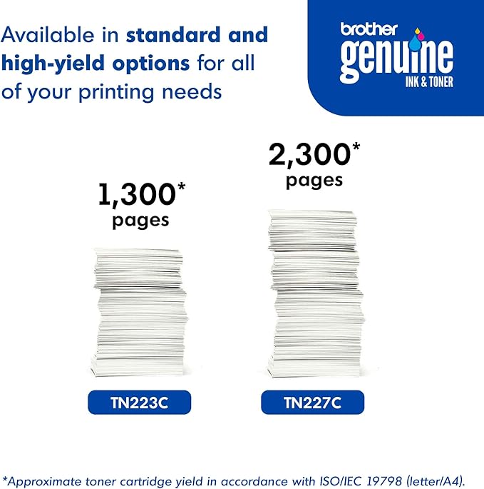Brother Genuine TN227C, High Yield Toner Cartridge, Replacement Cyan Toner, Page Yield Up to 2,300 Pages, TN227, Amazon Dash Replenishment Cartridge 15.3 x 4.1 x 6.1 inches