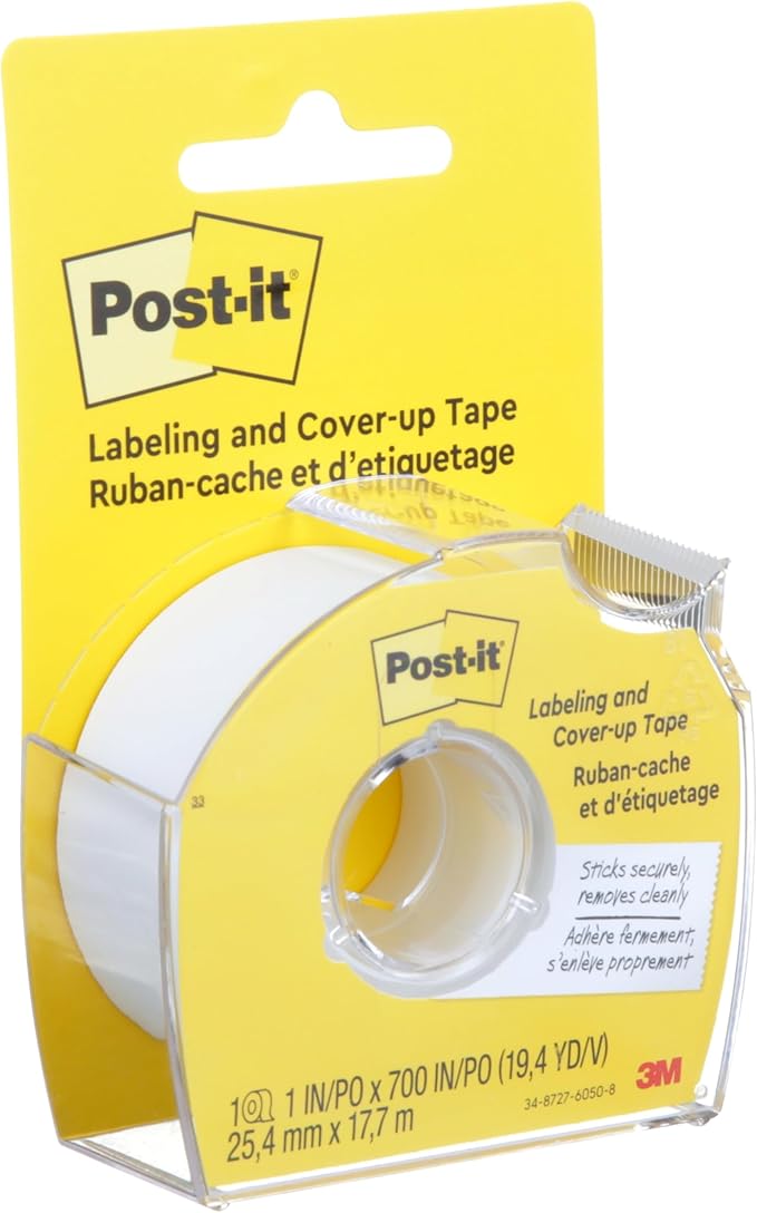 Post-it Labeling and Cover-up Tape 658, 1 in x 700 in (25.4 mm x 17.7 m) - [3 Pack]