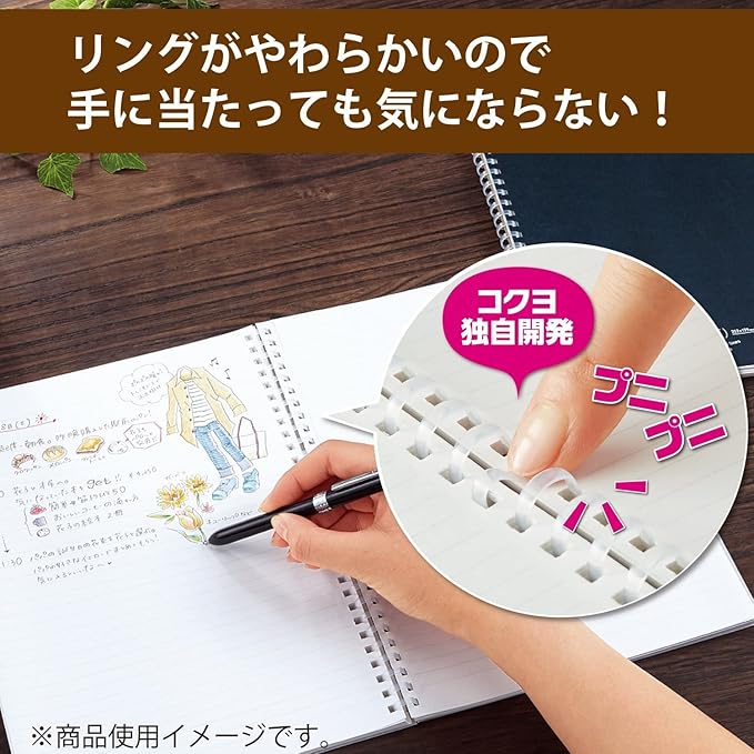 Kokuyo D Shaped Soft Ring Notebook, 7mm Rule, 31 Lines, 80 Sheets, B5, Natural Style, Set of Black, Beige, Navy, Japan Import (SU-SV608A)
