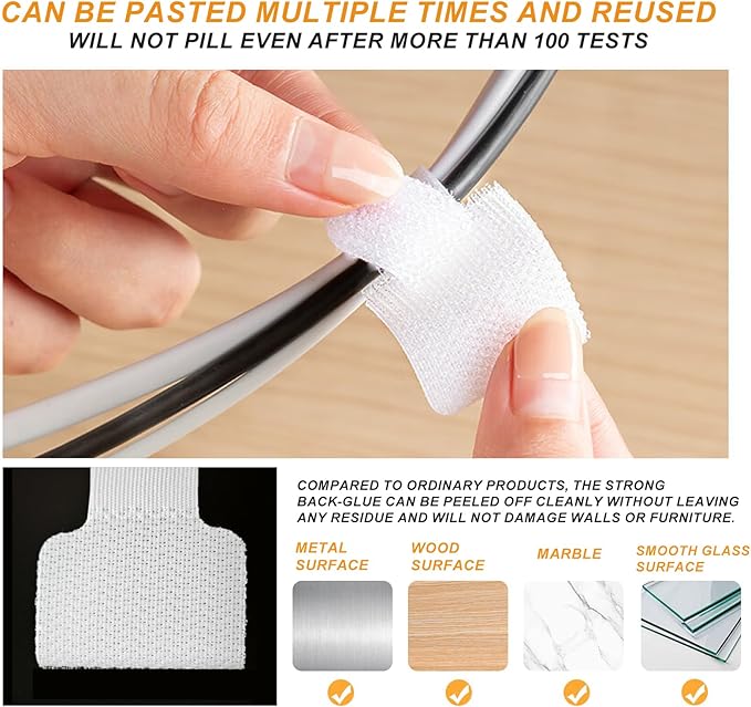 36PCS Cable Organizer Hook and Loop Cable Ties, Self Adhesive Hook and Loop Cable Straps Sticky-back Cable Management Cord Organizer Cable Clip for Household & Office Essentials (Black*36)