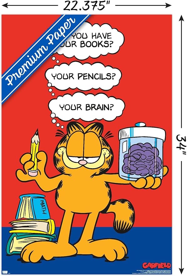 Garfield - Brain Wall Poster, 34L" x 22.4W", Premium Unframed Version