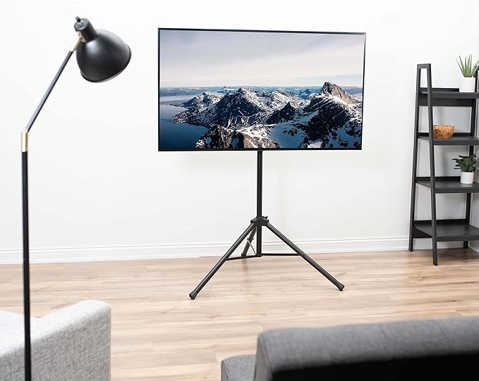 VIVO Tripod 32 to 55 inch LCD LED Flat Screen TV Display Floor Stand, Portable Height Adjustable Mount, Black, STAND-TV55T