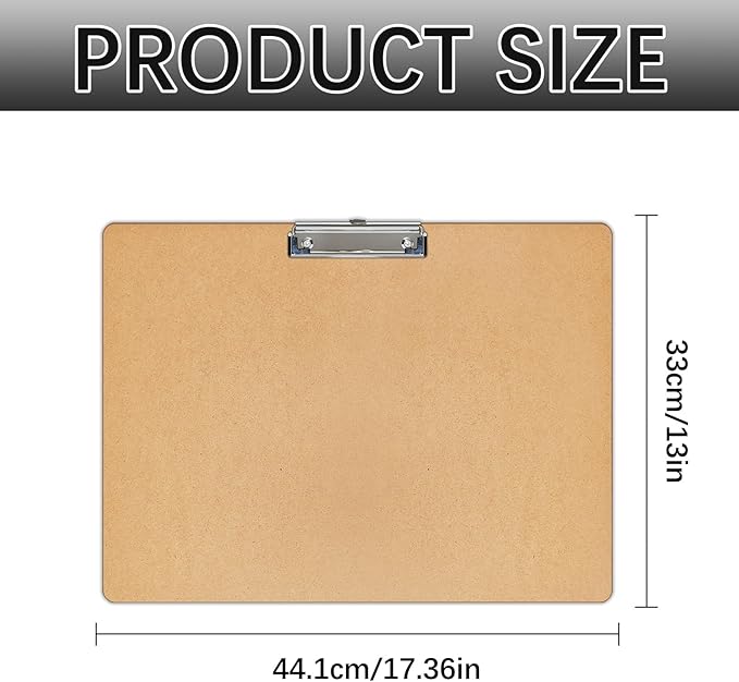 6 PCS Extra Large 11X17 Clipboard, Wood Cleats with Low Profile Clips for Drawing, Sketching, and Art Boards, Horizontal Wood Lapping, Landscape Layout (3Mm Thickness)