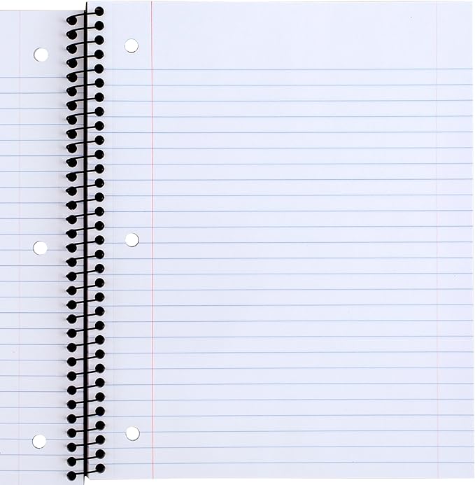 Mead Spiral Notebook, 1 Subject, Wide Ruled Paper, Plastic Cover, 8" x 10-1/2", 100 Sheets, Pastel Pink (930092B)
