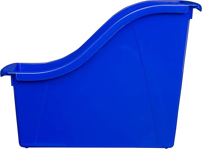 Storex Small Book Bin – Interlocking Plastic Organizer for Home, Office and Classroom, Blue, 6-Pack (71108U06C)