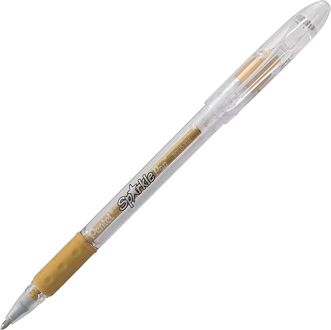 Pentel Sparkle Pop Metallic Gel Pen, (1.0mm) Bold Line, Gold, Box of 12 Pens (K91-DX)