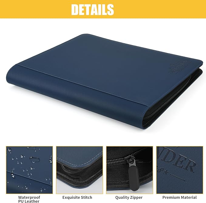 Toploader Binder,Toploader Hard Cases, 4-Pocket Pages Sleeves Hold up 128 Cards.Toploader Card Binder with Sleeves for “3×4” rigid，Card Holder(blue)