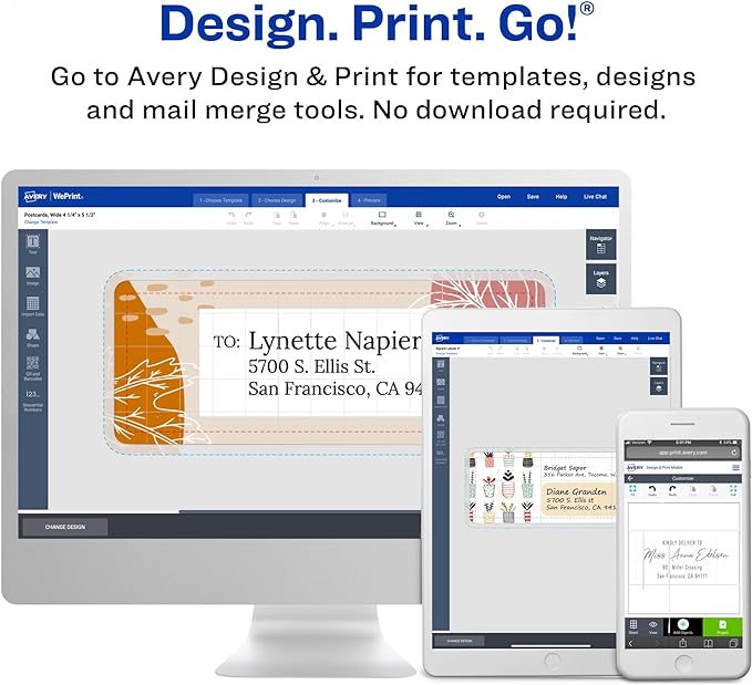 Avery Printable Shipping Labels with Sure Feed, 3-1/3" x 4", White, 150 Blank Mailing Labels (5264)