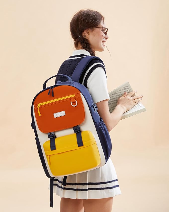 LOVEVOOK School Backpack for Girls with Large Tumbler Holder Pockets, Student Cute Bookbag 17.3 inch Laptop Daypack for Middle School Teen, Waterproof College Travel Bag for Women