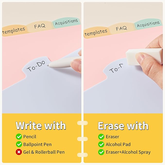 JARLINK 8 Tabs Dividers for 3 Ring Binder, Durable Plastic Write & Erase Binder Dividers for Letter Size, Cute Binder Dividers for Student, Teacher, Office, Home Organizers, Pastel Color (1 Set)