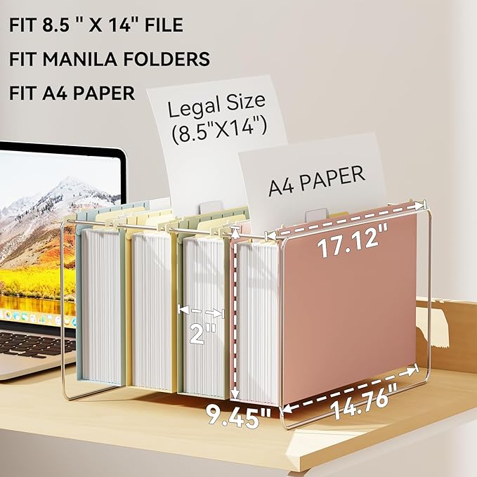 Ansook Plastic Legal Size Hanging File Folders,Extra Capacity 2" Expandable Legal File Folders Hanging with Tabs,12 Pack Pastel Hang Folders for Filing Cabinet, Office School Hanging File Organizer