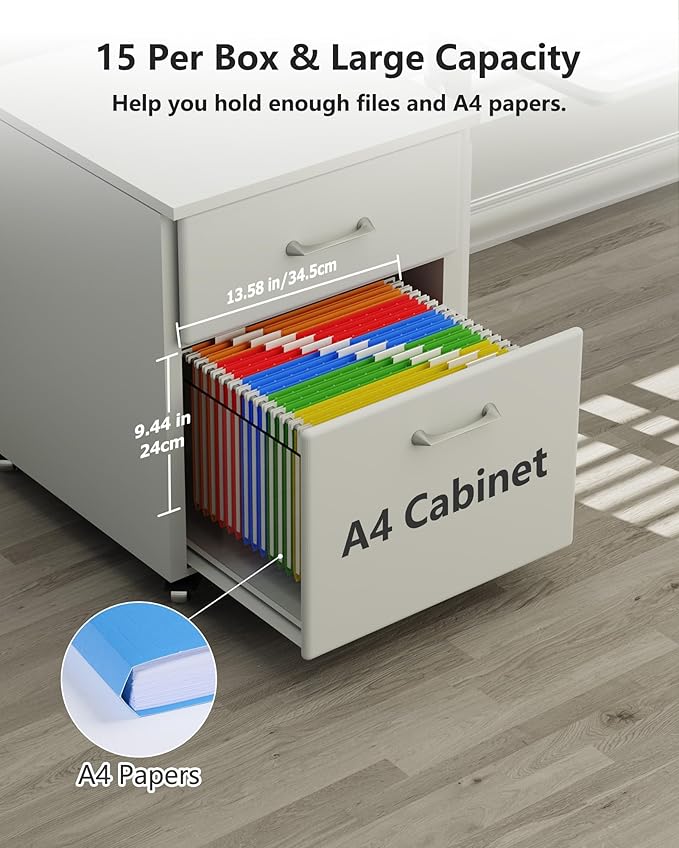 Oterri Hanging File Folders, A4 Size with 5 Elegant Colors to Choose, 1/5-Cut Adjustable Tab,15pcs Per Box