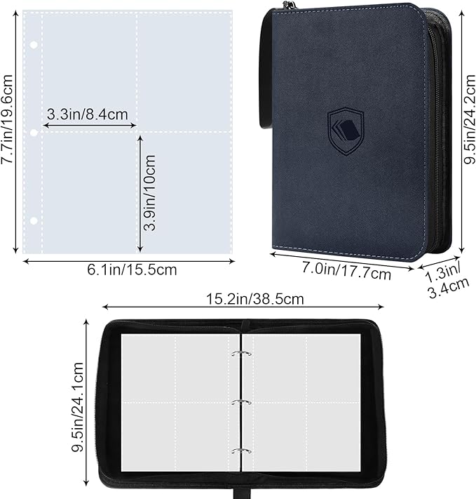 440 Pockets Trading Card Binder, PU Cover Zipper Card Collection Album, Sturdy Card Folder Holder for MTG, TCG, Game Cards, Sports Cards